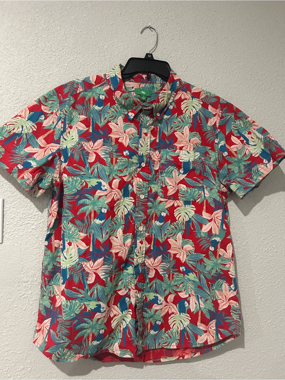 Men's Red Tropical Floral Short-Sleeve Shirt